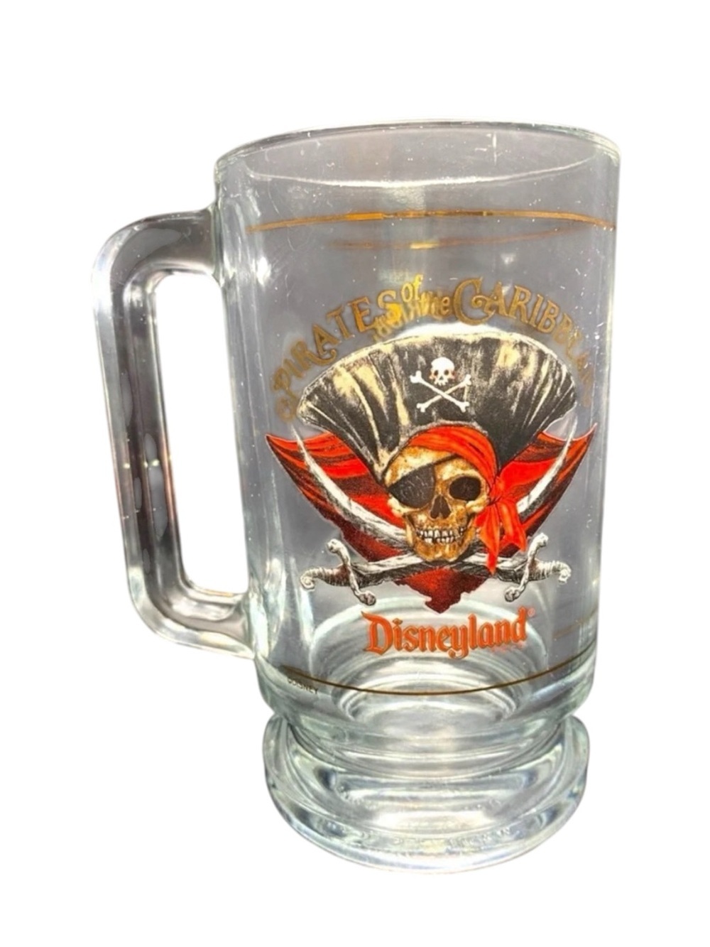DISNEY Pirates of the Caribbean Beer Mug – Heavy Glass with Skull & Crossbones